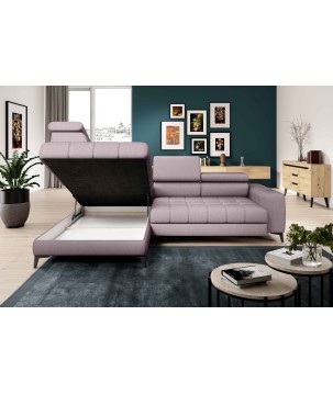 Narożnik BAGGIO Lewostronny z funkcją spania, wolnostojący tkanina LETTO 60 Pudrowy Róż WERSAL