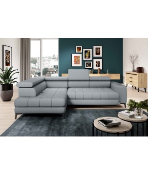 Narożnik BAGGIO Lewostronny z funkcją spania, wolnostojący tkanina LETTO 80 Jasnoszary WERSAL