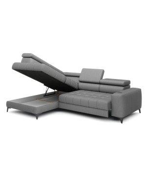Narożnik BAGGIO Lewostronny z funkcją spania, wolnostojący tkanina LETTO 88 Szary WERSAL