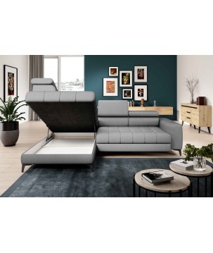 Narożnik BAGGIO Lewostronny z funkcją spania, wolnostojący tkanina LETTO 88 Szary WERSAL