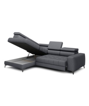 Narożnik BAGGIO Lewostronny z funkcją spania, wolnostojący tkanina LETTO 93 Ciemnoszary WERSAL