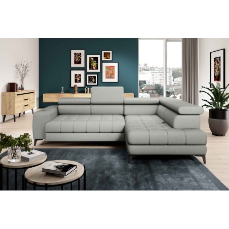 Narożnik BAGGIO Prawostronny z funkcją spania, wolnostojący tkanina LETTO 03 Popielaty WERSAL