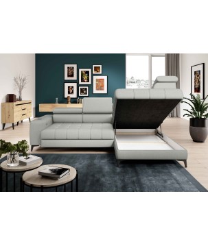 Narożnik BAGGIO Prawostronny z funkcją spania, wolnostojący tkanina LETTO 03 Popielaty WERSAL