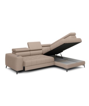 Narożnik BAGGIO Prawostronny z funkcją spania, wolnostojący tkanina LETTO 11 Beżowy WERSAL
