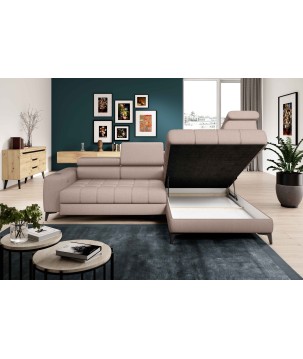 Narożnik BAGGIO Prawostronny z funkcją spania, wolnostojący tkanina LETTO 11 Beżowy WERSAL