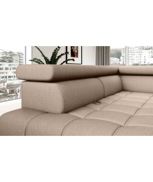 Narożnik BAGGIO Prawostronny z funkcją spania, wolnostojący tkanina LETTO 11 Beżowy WERSAL