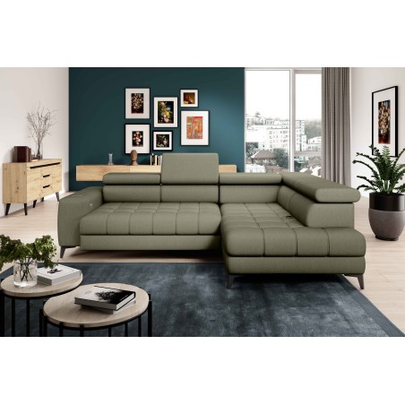 Narożnik BAGGIO Prawostronny z funkcją spania, wolnostojący tkanina LETTO 38 Jasna Zieleń WERSAL