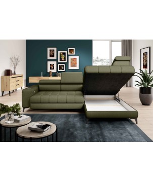 Narożnik BAGGIO Prawostronny z funkcją spania, wolnostojący tkanina LETTO 38 Jasna Zieleń WERSAL