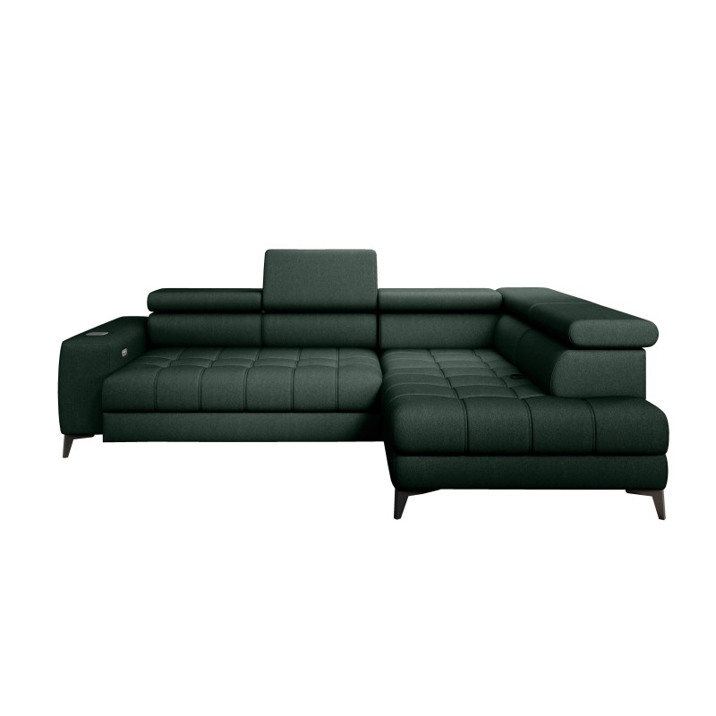 Narożnik BAGGIO Prawostronny z funkcją spania, wolnostojący tkanina LETTO 39 Ciemna Zieleń WERSAL