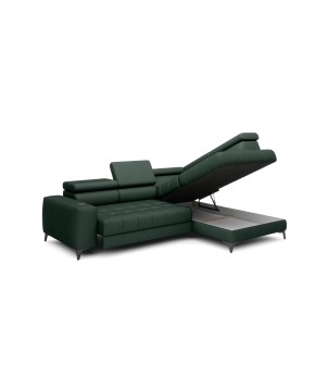 Narożnik BAGGIO Prawostronny z funkcją spania, wolnostojący tkanina LETTO 39 Ciemna Zieleń WERSAL