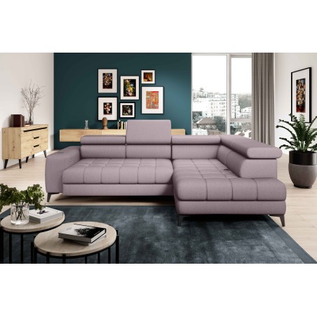 Narożnik BAGGIO Prawostronny z funkcją spania, wolnostojący tkanina LETTO 60 Pudrowy Róż WERSAL