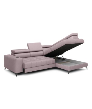 Narożnik BAGGIO Prawostronny z funkcją spania, wolnostojący tkanina LETTO 60 Pudrowy Róż WERSAL