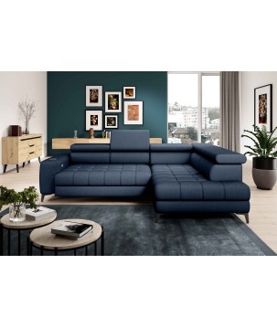 Narożnik BAGGIO Prawostronny z funkcją spania, wolnostojący tkanina LETTO 79 Granatowy WERSAL