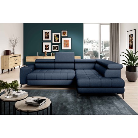 Narożnik BAGGIO Prawostronny z funkcją spania, wolnostojący tkanina LETTO 79 Granatowy WERSAL