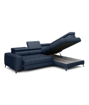 Narożnik BAGGIO Prawostronny z funkcją spania, wolnostojący tkanina LETTO 79 Granatowy WERSAL