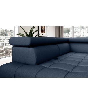 Narożnik BAGGIO Prawostronny z funkcją spania, wolnostojący tkanina LETTO 79 Granatowy WERSAL