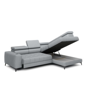 Narożnik BAGGIO Prawostronny z funkcją spania, wolnostojący tkanina LETTO 80 Jasnoszary WERSAL