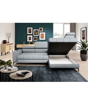 Narożnik BAGGIO Prawostronny z funkcją spania, wolnostojący tkanina LETTO 80 Jasnoszary WERSAL