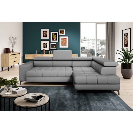 Narożnik BAGGIO Prawostronny z funkcją spania, wolnostojący tkanina LETTO 88 Szary WERSAL