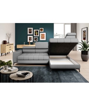 Narożnik BAGGIO Prawostronny z funkcją spania, wolnostojący tkanina LETTO 88 Szary WERSAL