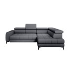 Narożnik BAGGIO Prawostronny z funkcją spania, wolnostojący tkanina LETTO 93 Ciemnoszary WERSAL