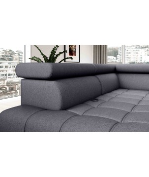 Narożnik BAGGIO Prawostronny z funkcją spania, wolnostojący tkanina LETTO 93 Ciemnoszary WERSAL