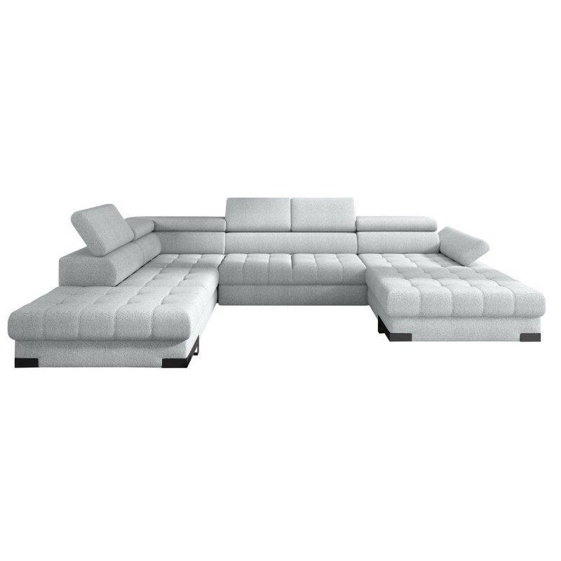 Narożnik SELVA XL Lewostronny z funkcją spania i pojemnikiem MEMPHIS 16 SREBRNY WERSAL