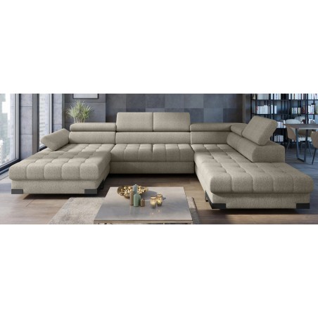 Narożnik SELVA XL Lewostronny z funkcją spania i pojemnikiem MEMPHIS 05 TRUFLOWY WERSAL