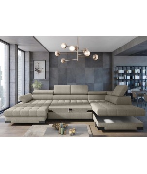 Narożnik SELVA XL Lewostronny z funkcją spania i pojemnikiem MEMPHIS 05 TRUFLOWY WERSAL