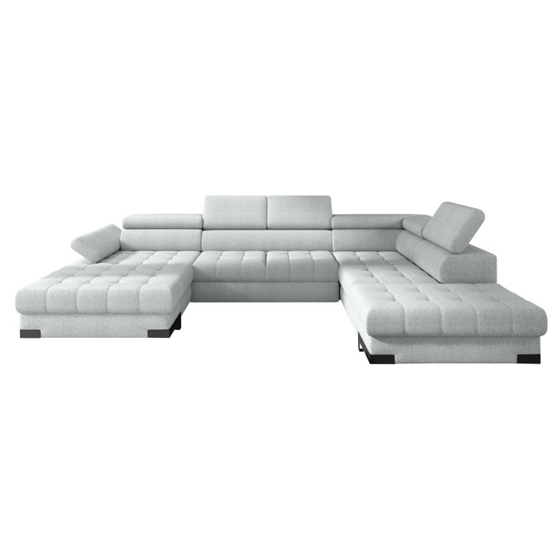 Narożnik SELVA XL Lewostronny z funkcją spania i pojemnikiem MEMPHIS 16 SREBRNY WERSAL