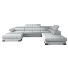 Narożnik SELVA XL Lewostronny z funkcją spania i pojemnikiem MEMPHIS 16 SREBRNY WERSAL