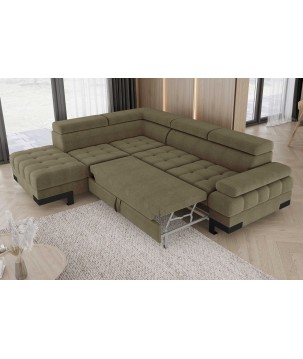 Narożnik SELVA L Lewostronny z funkcją spania i pojemnikiem AUSTIN 12 Zielony WERSAL