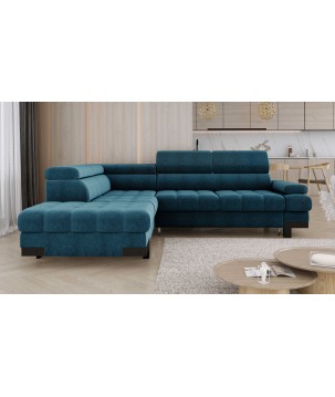 Narożnik SELVA L Lewostronny z funkcją spania i pojemnikiem AUSTIN 14 Niebieski WERSAL