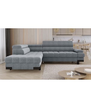 Narożnik SELVA L Lewostronny z funkcją spania i pojemnikiem AUSTIN 18 Jasny Szary WERSAL