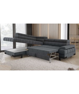 Narożnik SELVA L Lewostronny z funkcją spania i pojemnikiem AUSTIN 19 Szary WERSAL