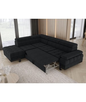 Narożnik SELVA L Lewostronny z funkcją spania i pojemnikiem AUSTIN 21 Grafitowy WERSAL