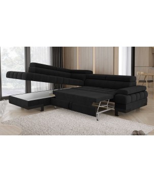 Narożnik SELVA L Lewostronny z funkcją spania i pojemnikiem AUSTIN 21 Grafitowy WERSAL