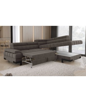 Narożnik SELVA L Prawostronny z funkcją spania i pojemnikiem AUSTIN 05 Jasny Brąz WERSAL