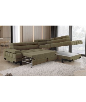 Narożnik SELVA L Prawostronny z funkcją spania i pojemnikiem AUSTIN 12 Zielony WERSAL