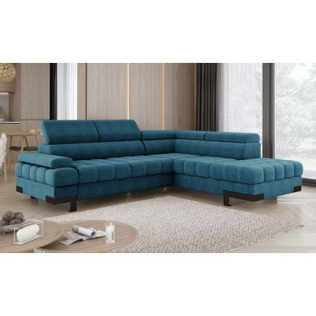 Narożnik SELVA L Prawostronny z funkcją spania i pojemnikiem AUSTIN 14 Niebieski WERSAL