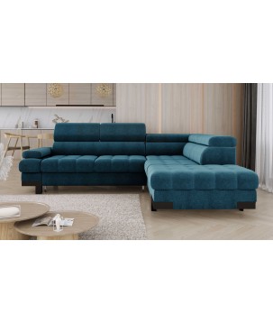 Narożnik SELVA L Prawostronny z funkcją spania i pojemnikiem AUSTIN 14 Niebieski WERSAL