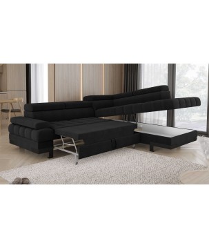 Narożnik SELVA L Prawostronny z funkcją spania i pojemnikiem AUSTIN 21 Grafitowy WERSAL