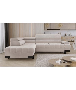 Narożnik SELVA L Lewostronny z funkcją spania i pojemnikiem SALVADOR 01 Beżowy WERSAL