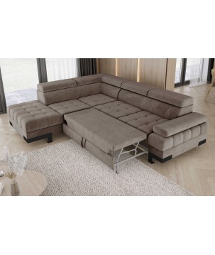 Narożnik SELVA L Lewostronny z funkcją spania i pojemnikiem SALVADOR 03 Jasny Brąz WERSAL