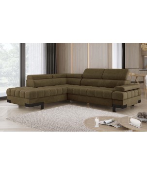 Narożnik SELVA L Lewostronny z funkcją spania i pojemnikiem SALVADOR 10 Oliwkowy WERSAL