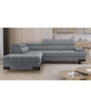 Narożnik SELVA L Lewostronny z funkcją spania i pojemnikiem SALVADOR 14 Jasny Szary WERSAL