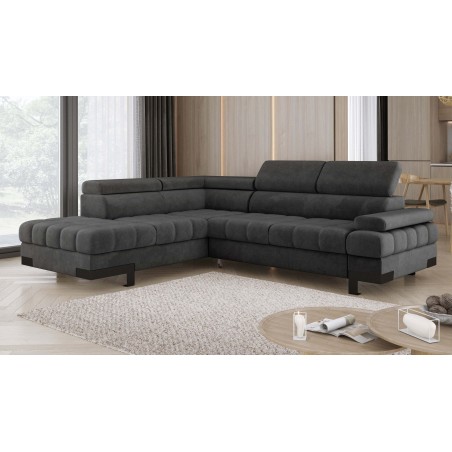 Narożnik SELVA L Lewostronny z funkcją spania i pojemnikiem SALVADOR 16 Cziemny Szary WERSAL