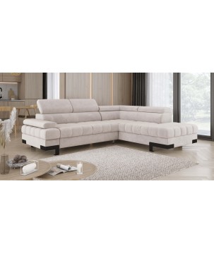 Narożnik SELVA L Prawostronny z funkcją spania i pojemnikiem SALVADOR 01 Beżowy WERSAL