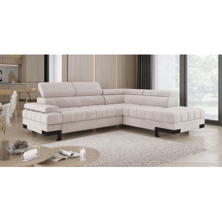 Narożnik SELVA L Prawostronny z funkcją spania i pojemnikiem SALVADOR 01 Beżowy WERSAL