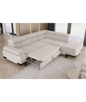 Narożnik SELVA L Prawostronny z funkcją spania i pojemnikiem SALVADOR 01 Beżowy WERSAL